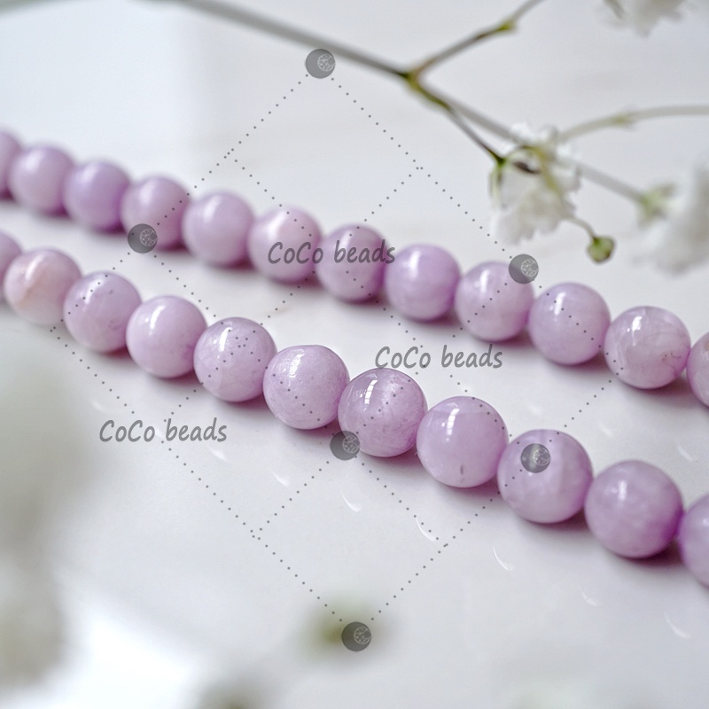 Kunzite ลูกปัดหินธรรมชาติ ทรงกลม หลวม 6 8 10 มม. อุปกรณ์เสริม DIY