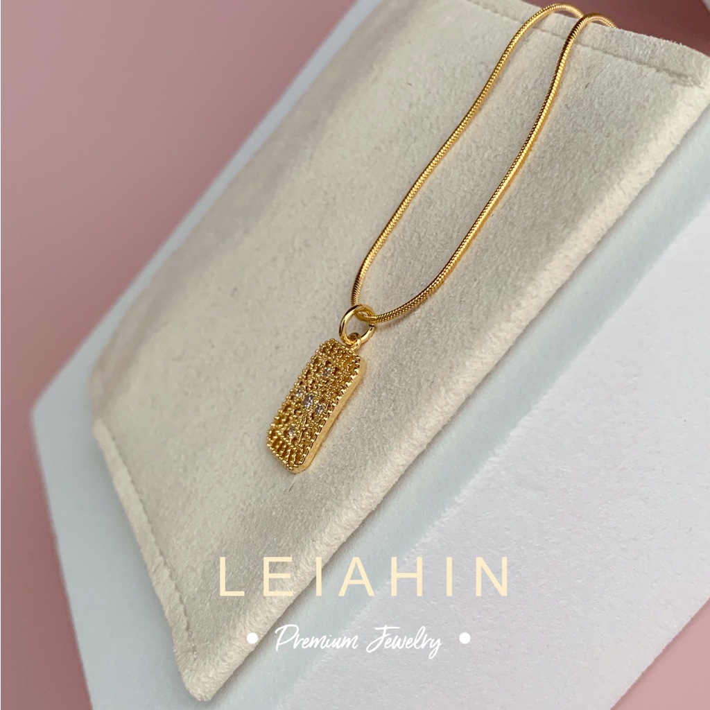 LEIAHIN สร้อยคอแฟชั่นสุภาพสตรี 18K ชุบทองมู่ลี่โซ่เชนเกาหลีการตั้งค่าแฟชั่นเกาหลี
