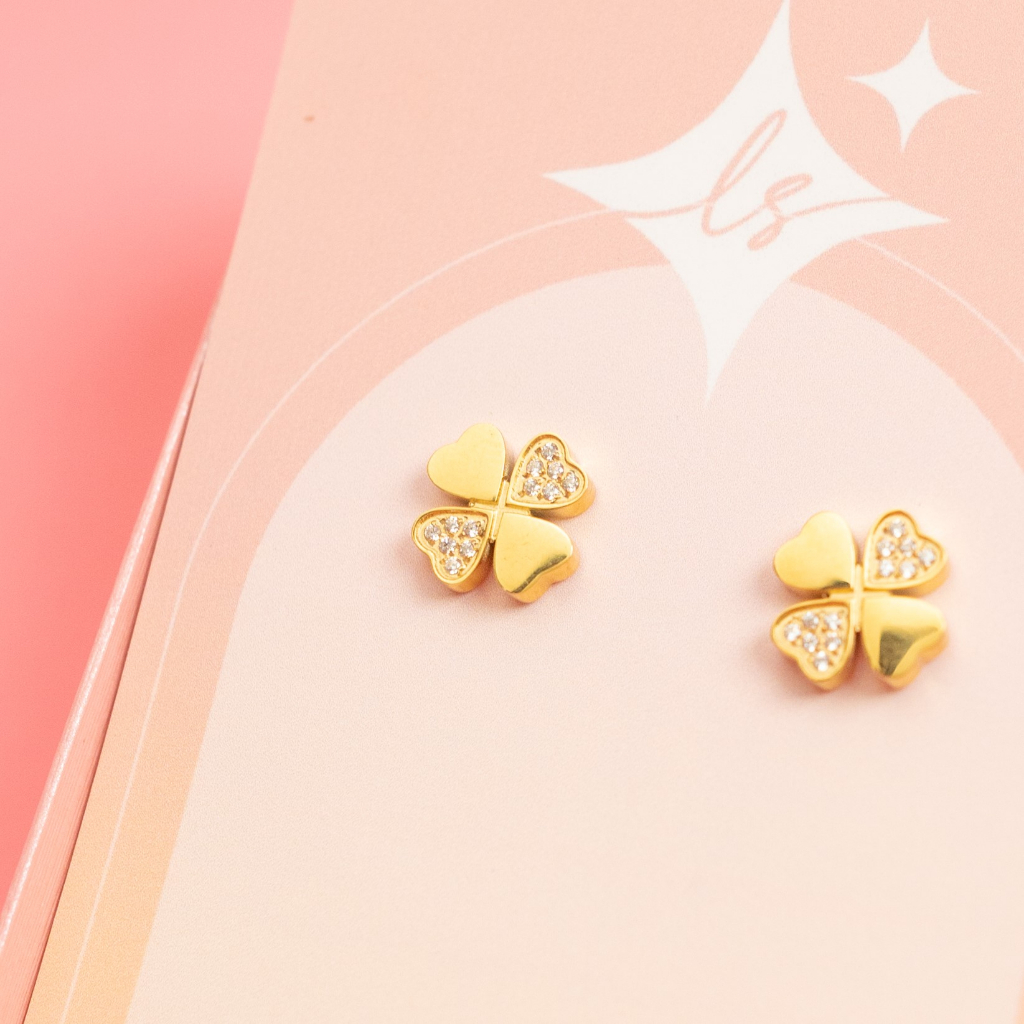 LELISA - Clover Earring ต่างหูโคลเวอร์แห่งความโชคดี - สแตนเลสแท้ ไม่ลอก ไม่ดำ แพ้ง่ายใส่ได้