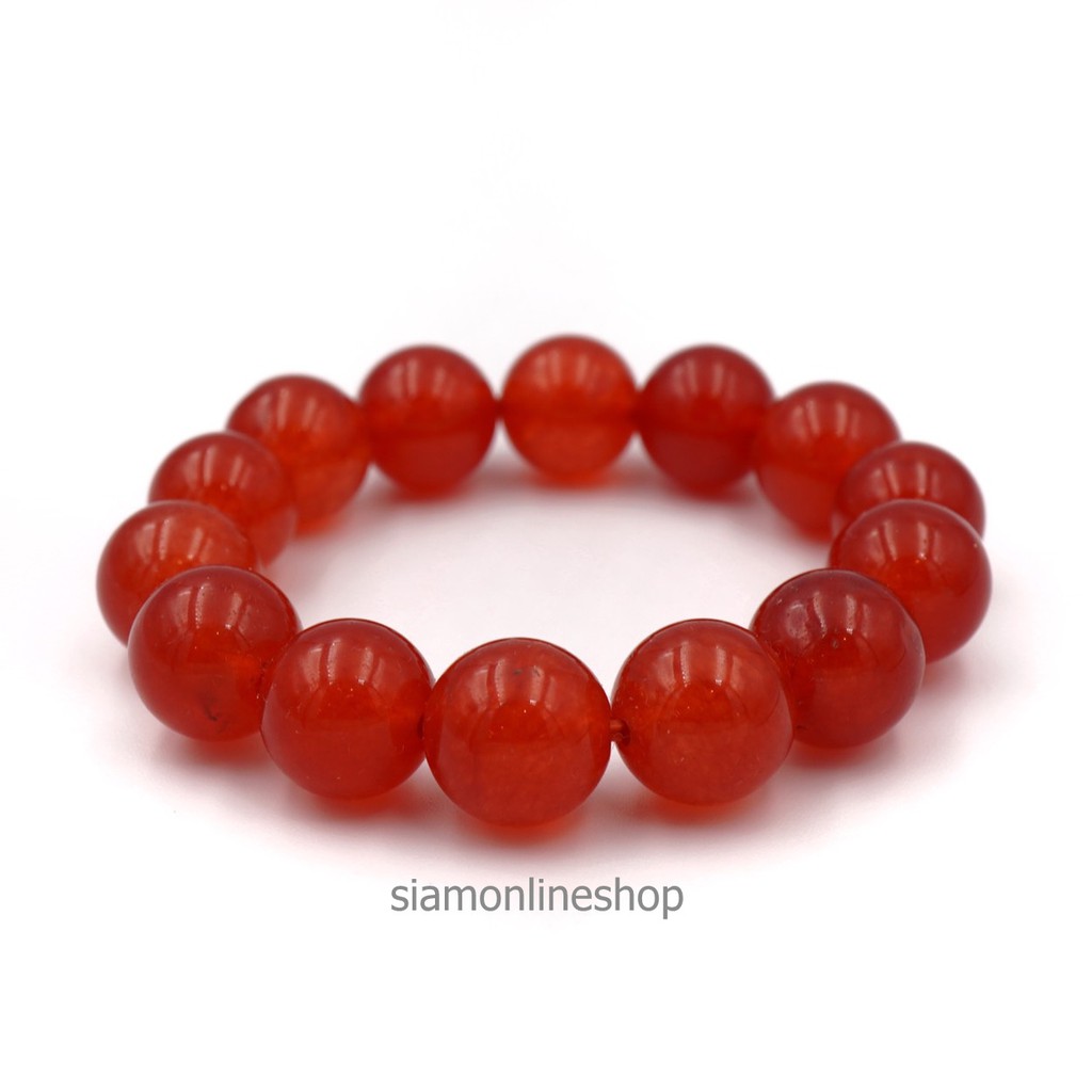 LUCKYSTONE หินสีนำโชค สร้อยข้อมือหินแท้ โทนสีแดงสด ขนาด 12 มม. by siamonlineshop