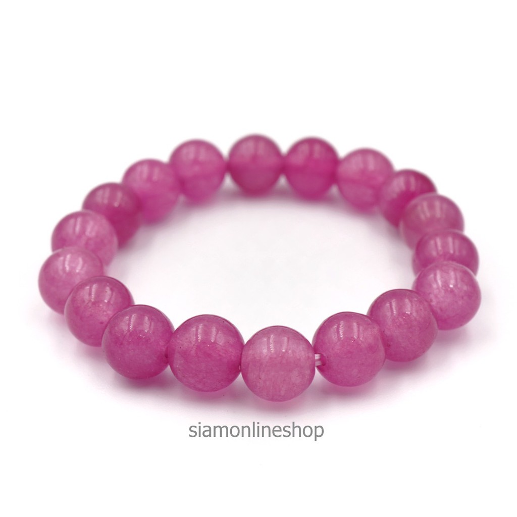 LUCKYSTONE หินสีนำโชค โทนสีชมพูเข้ม ขนาด 10 มม. by siamonlineshop