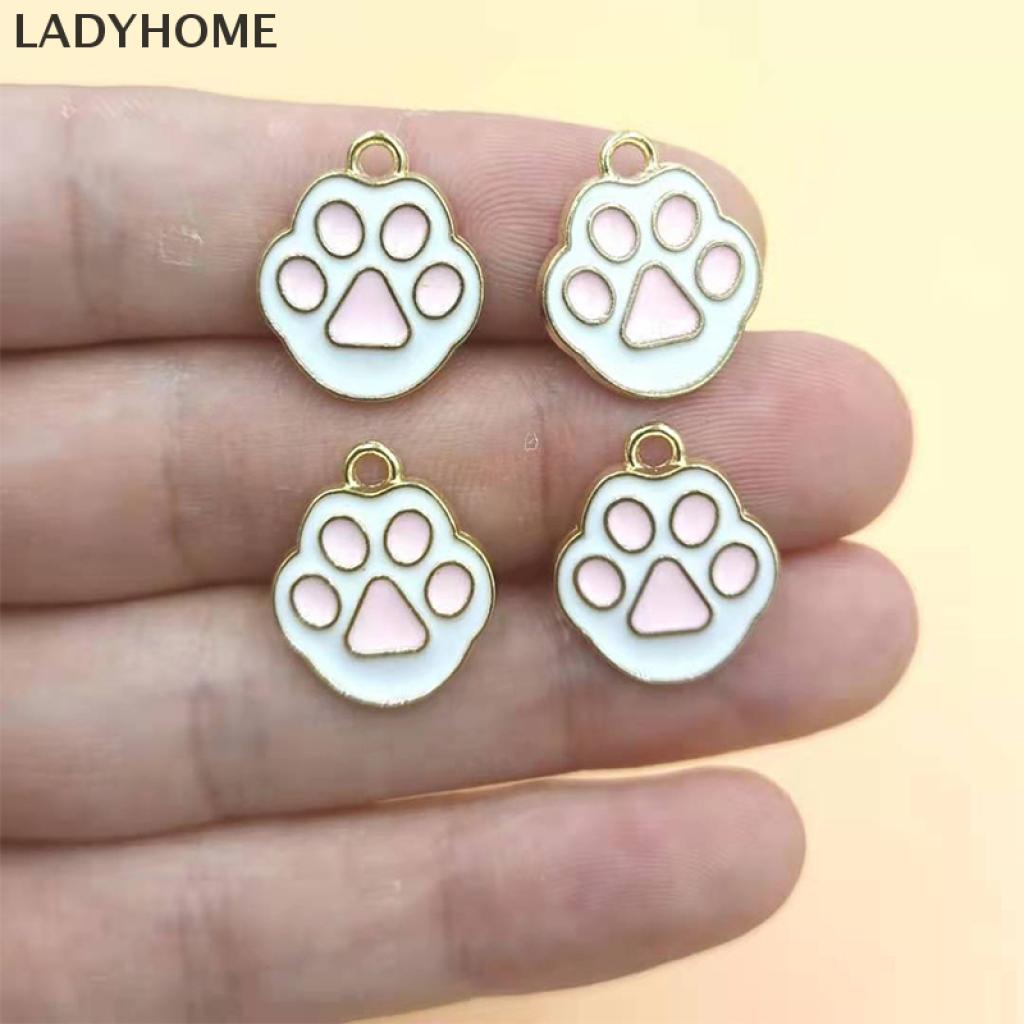 Ladyhome จี้รูปอุ้งเท้าน่ารัก โลหะผสมสังกะสี สําหรับทําเครื่องประดับ DIY 10 ชิ้น/ล็อต