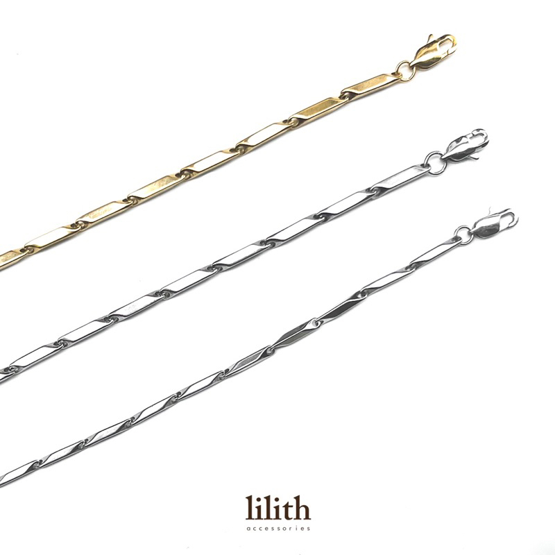 Lilith -  Geometric link Chain Stainless Bracelet สร้อยข้อมือ สร้อยคอ สแตนเลส y2k