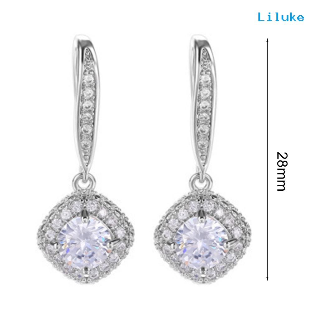 Lk-Cubic Zirconia ต่างหูตะขอห้อยจี้รูปหยดน้ําสําหรับงานปาร์ตี้
