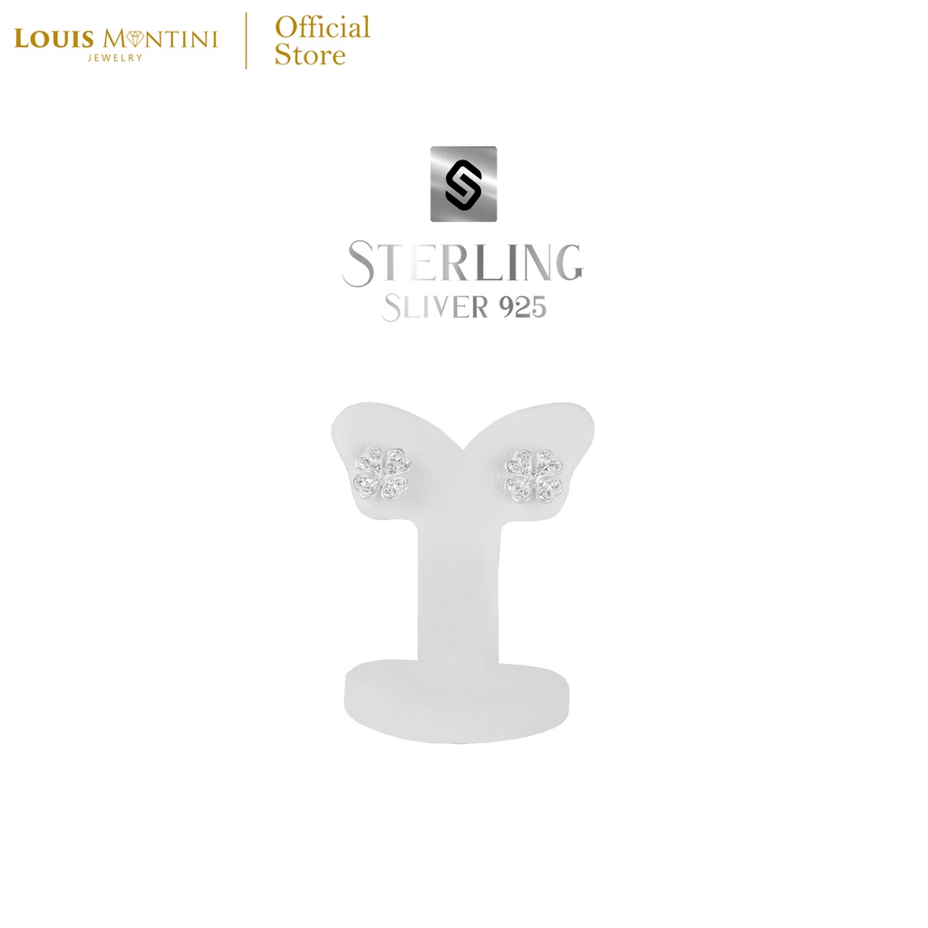 Louis Montini (Jewelry) Sterling Silver 925 Earrings ต่างหูเงินแท้ 92.5% ต่างหูผู้หญิง รูป Clover LJER31