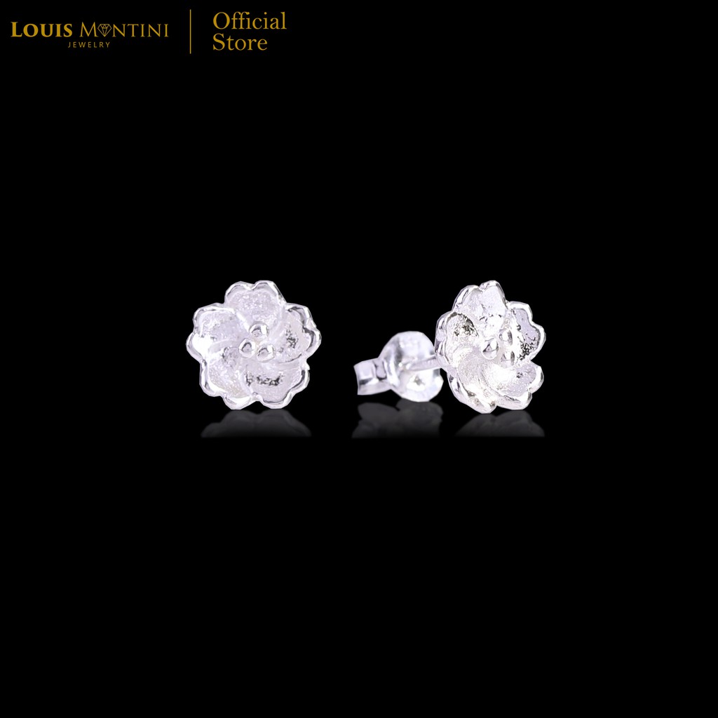 Louis Montini (Jewelry) Sterling Silver 925 Earrings ต่างหูเงินแท้ 92.5% ต่างหูผู้หญิง รูปดอกไม้ LJER05