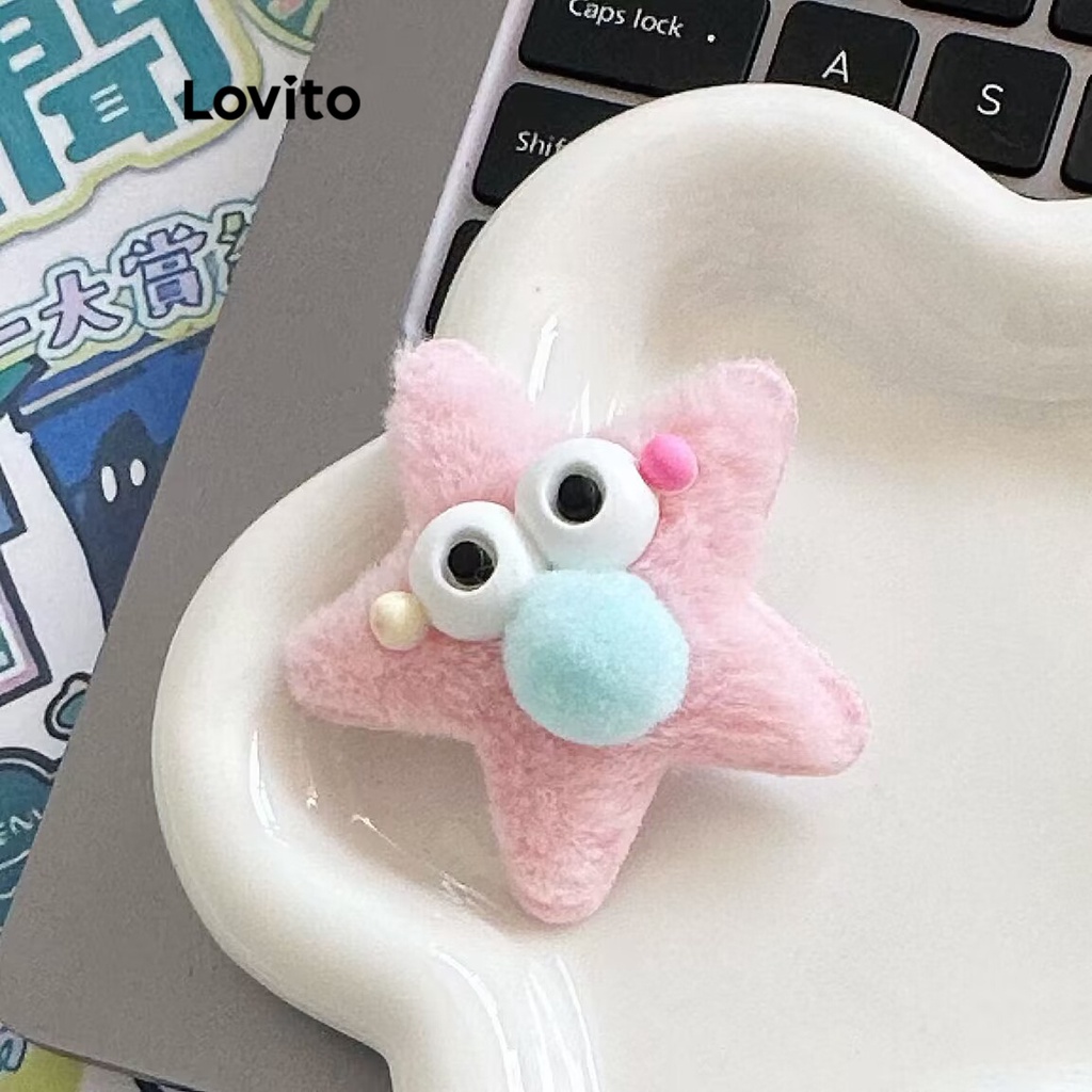 Lovito กิ๊บติดผม ผ้ากํามะหยี่ขนนิ่ม ลายการ์ตูนดาว ปอม น่ารัก สําหรับผู้หญิง LFA13918