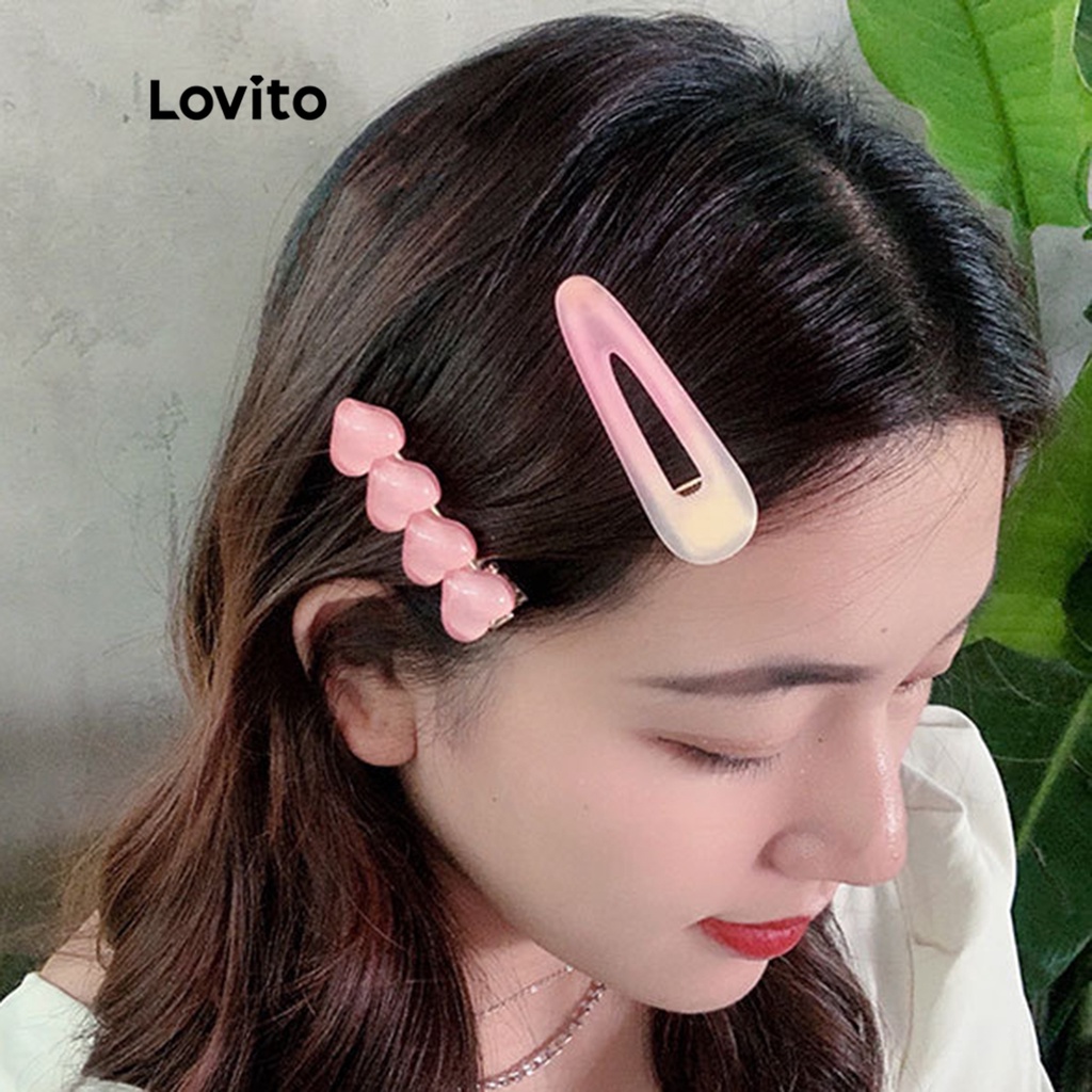 Lovito กิ๊บติดผมลำลอง เบสิก รูปทรงหัวใจ สำหรับผู้หญิง LNA09053 (สีชมพู)