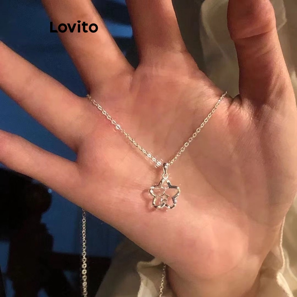 Lovito สร้อยคอผีเสื้อ ลําลอง สําหรับผู้หญิง LFA06132 (สีเงิน)
