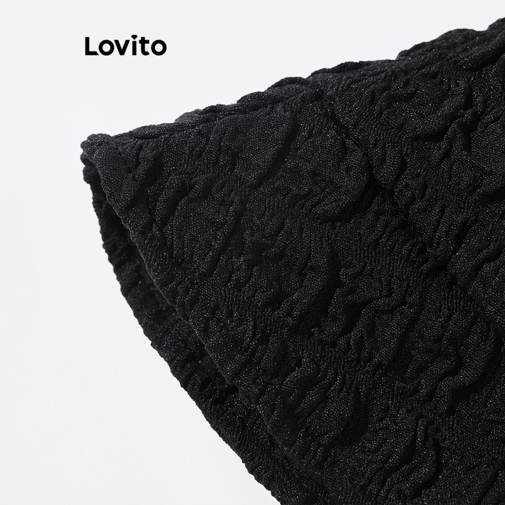 Lovito หมวกผู้หญิง แบบจีบย่น สีพื้น สไตล์ลำลอง L63AD279 (สีแอปริคอต/ สีดำ)
