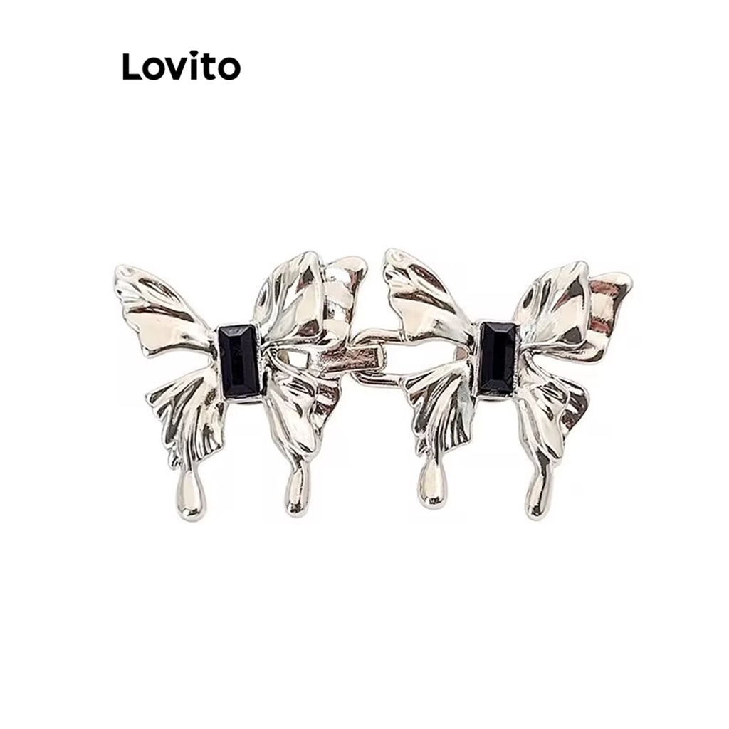 Lovito เข็มกลัดผู้หญิง รูปผีเสื้อ สไตล์ลำลอง LNA32215 (สีเงิน)