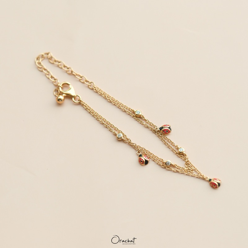 Luck be a ladybug 100 H&A bracelet. (สร้อยข้อมือเงินแท้ จี้ลายเต่าทอฃนำโชค ใส่ลุยได้ ไม่ลอกไม่ดำ)