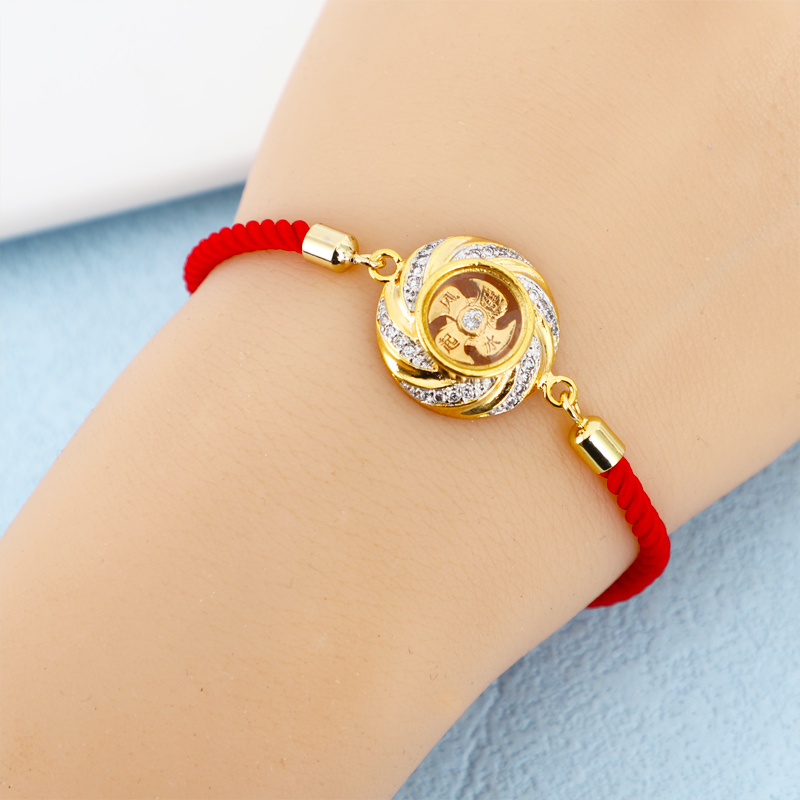 Lucky Windmill สร้อยข้อมือเทอร์โบ ชุบทอง 18K ไม่จางหาย สีแดง สําหรับผู้หญิง