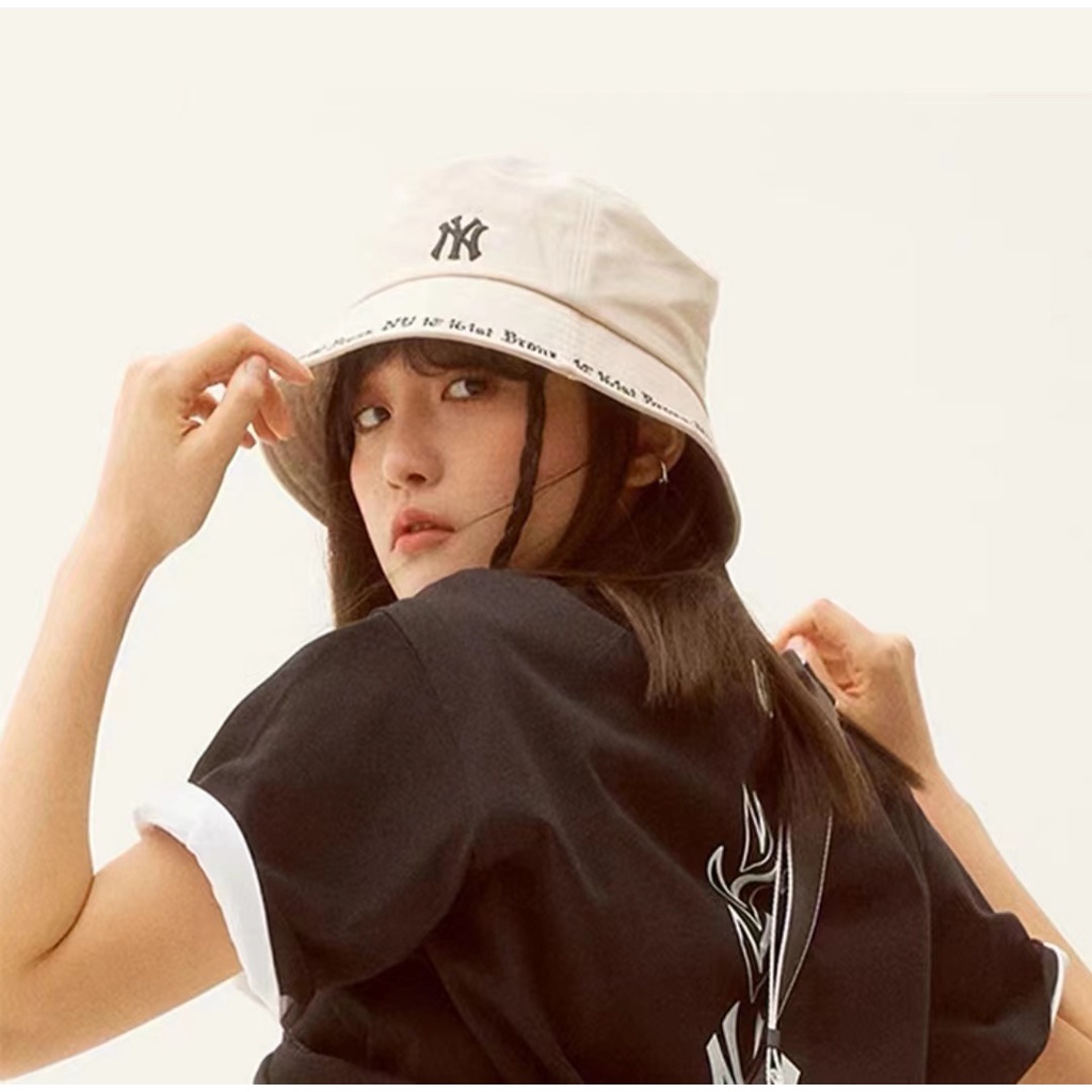 MLB NY หมวกบักเก็ตเเฟชั่นรุ่นใหม่ปักลายอักษรรอบหมวก BUCKET HAT
