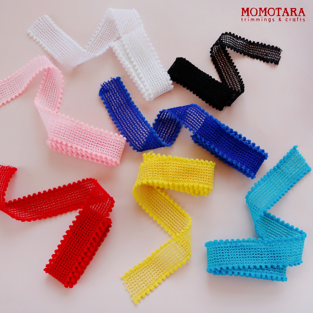 MOMOTARA ริบบิ้นผูกผม โบว์ผูกผม ริบบิ้นลูกไม้ ลูกไม้ตกแต่ง ผ้าผูกผม คละสี ขนาด 3 CM