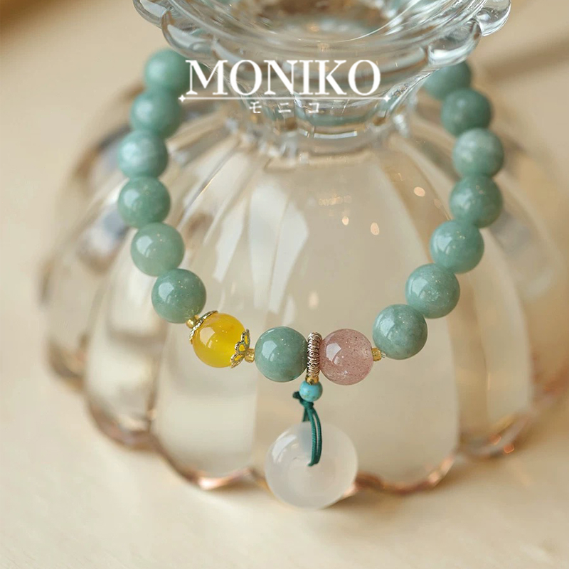 MONIKO สร้อยข้อมือหยก เครื่องประดับ ของขวัญ ย้อนยุค มรกต อินเทรนด์ สําหรับผู้หญิง