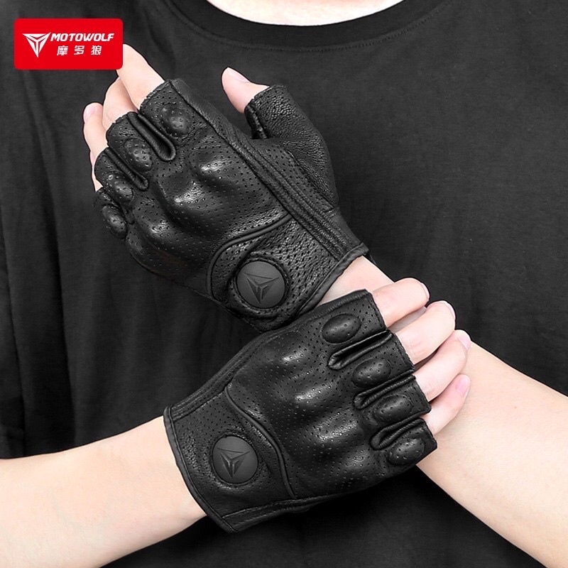 MOTOWOLF MDL 0302B ถุงมือหนังแท้ สำหรับขี่มอเตอร์ไซค์