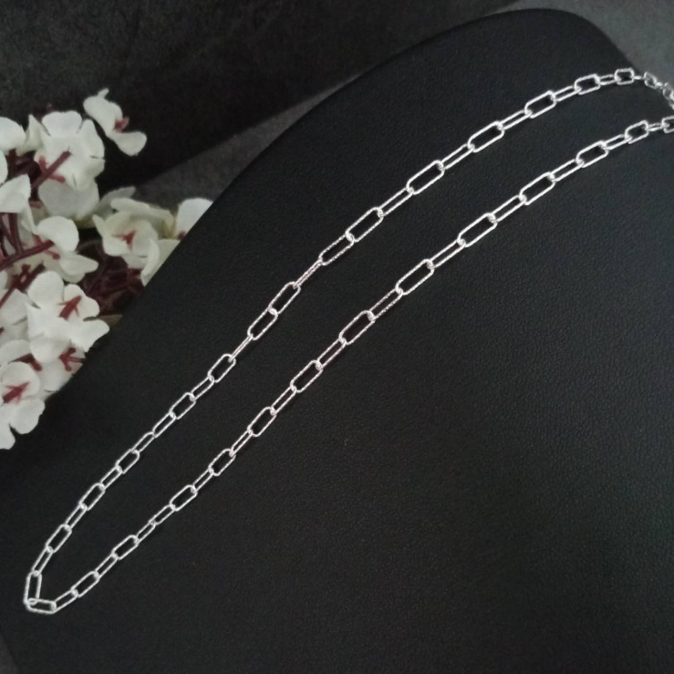 MT สร้อยคอเงินแท้ ลายเปเปอร์คลิป (คลิปหนีบกระดาษ) งานอิตาลี ยาว 18 นิ้ว Paper Clip Chain (sc099-18) MT Jewelry มณีธารา