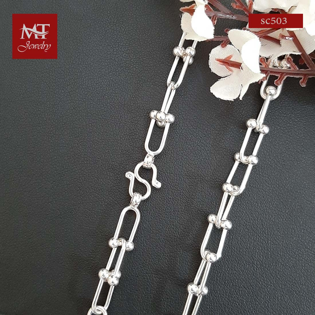 MT สร้อยคอเงินแท้ ลายโซ่ โมเดิร์น ทันสมัย กว้าง 5.0-5.2 มม. ยาว 20, 22 นิ้ว Silver Chain (sc503) MT Jewelry มณีธารา
