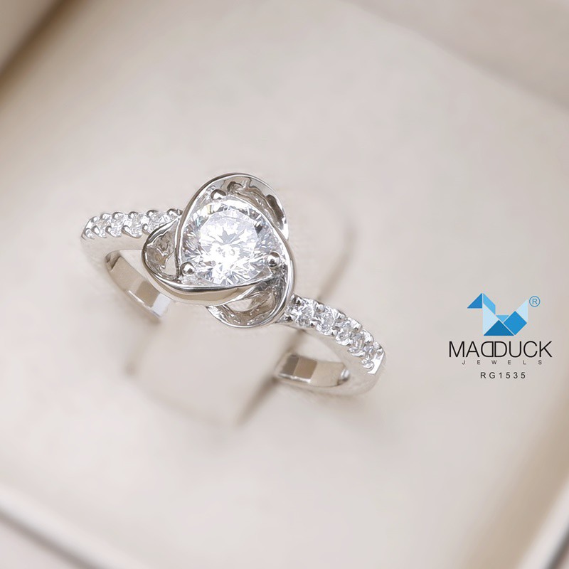 Madduckjewels แหวนเงินแท้ เพชร CZ ชุบโรเดียม RG1535