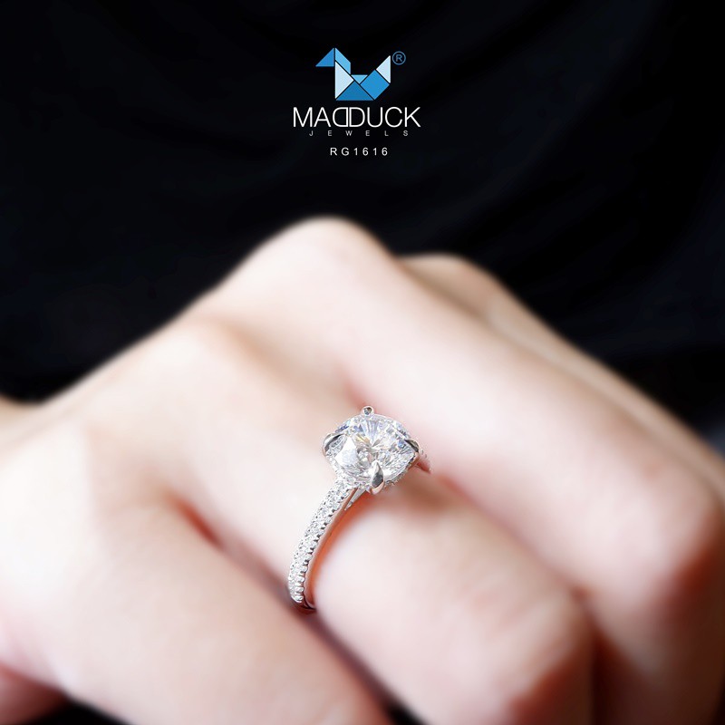 Madduckjewels แหวนเงินแท้ เพชร CZ ชุบโรเดียม RG1616