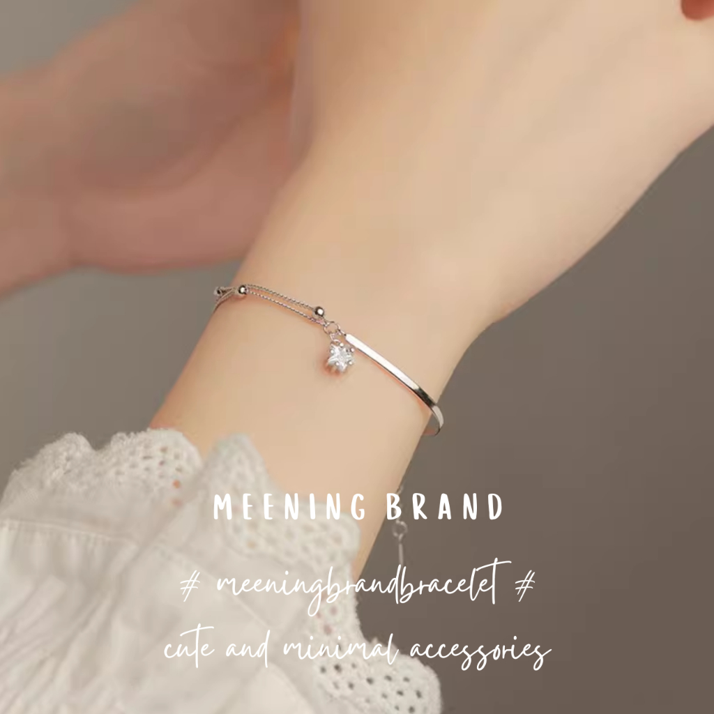 MeeningBrand ❥ สร้อยข้อมือเงิน CRYSTAL STAR  [01-0065]