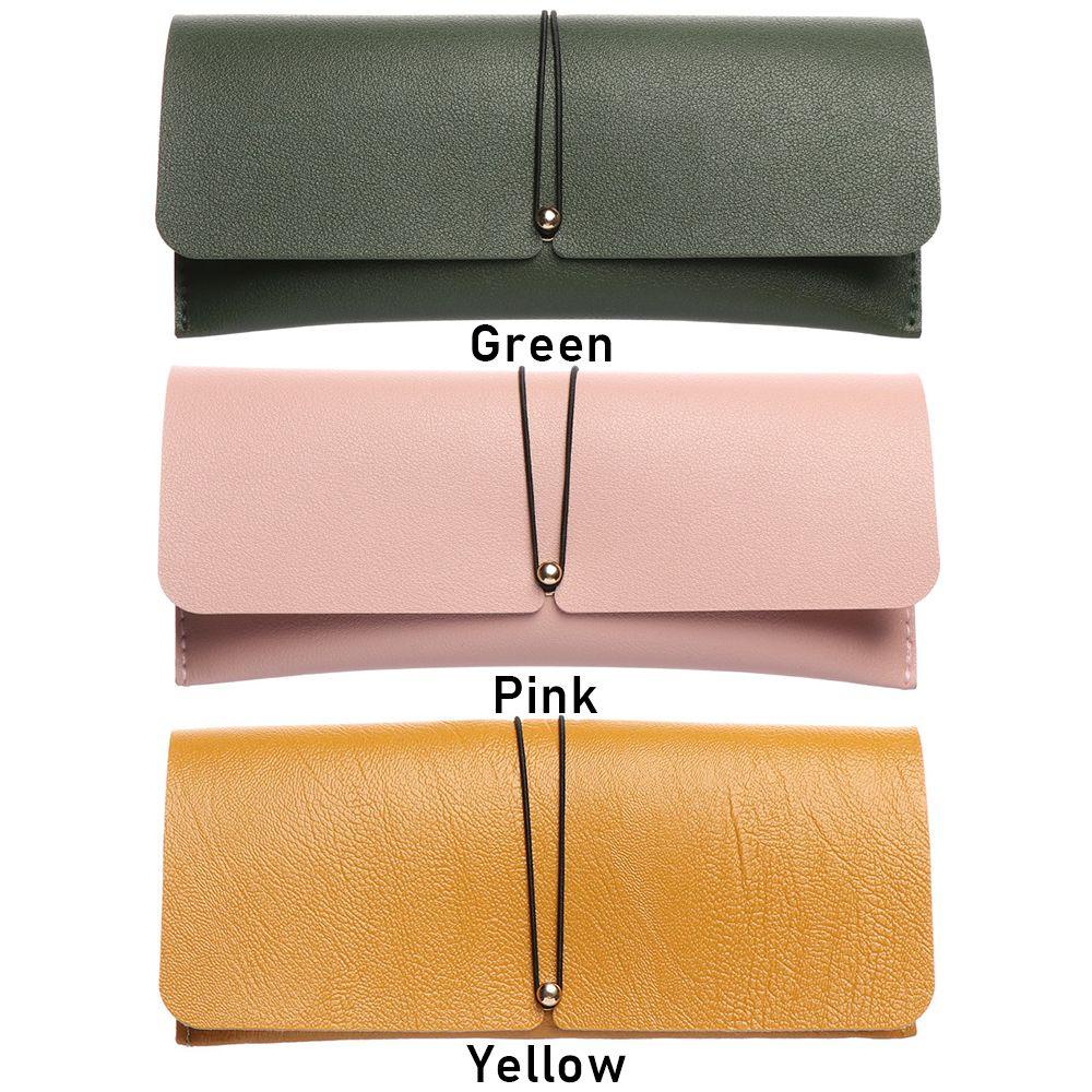 Melodygoods1 กระเป๋าใส่แว่นตา หัวเข็มขัดพับได้ แบบพกพา สีพื้น กระเป๋าเก็บแว่นตา