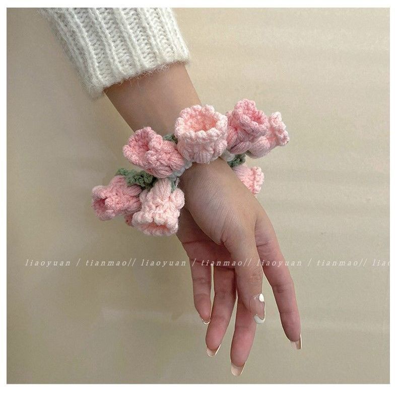 Milyfashion ยางรัดผม แบบถักมือ ลายดอกไม้ ลิลลี่ แฟชั่น ระดับไฮเอนด์ เครื่องประดับผม