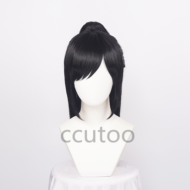 Misscoo วิกผมหางม้าสังเคราะห์ ทนความร้อน สีดํา สําหรับคอสเพลย์