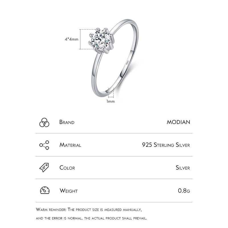 Modian แหวนเงินสเตอร์ลิง 925 4 มม. เครื่องประดับ สําหรับผู้หญิง งานแต่งงาน