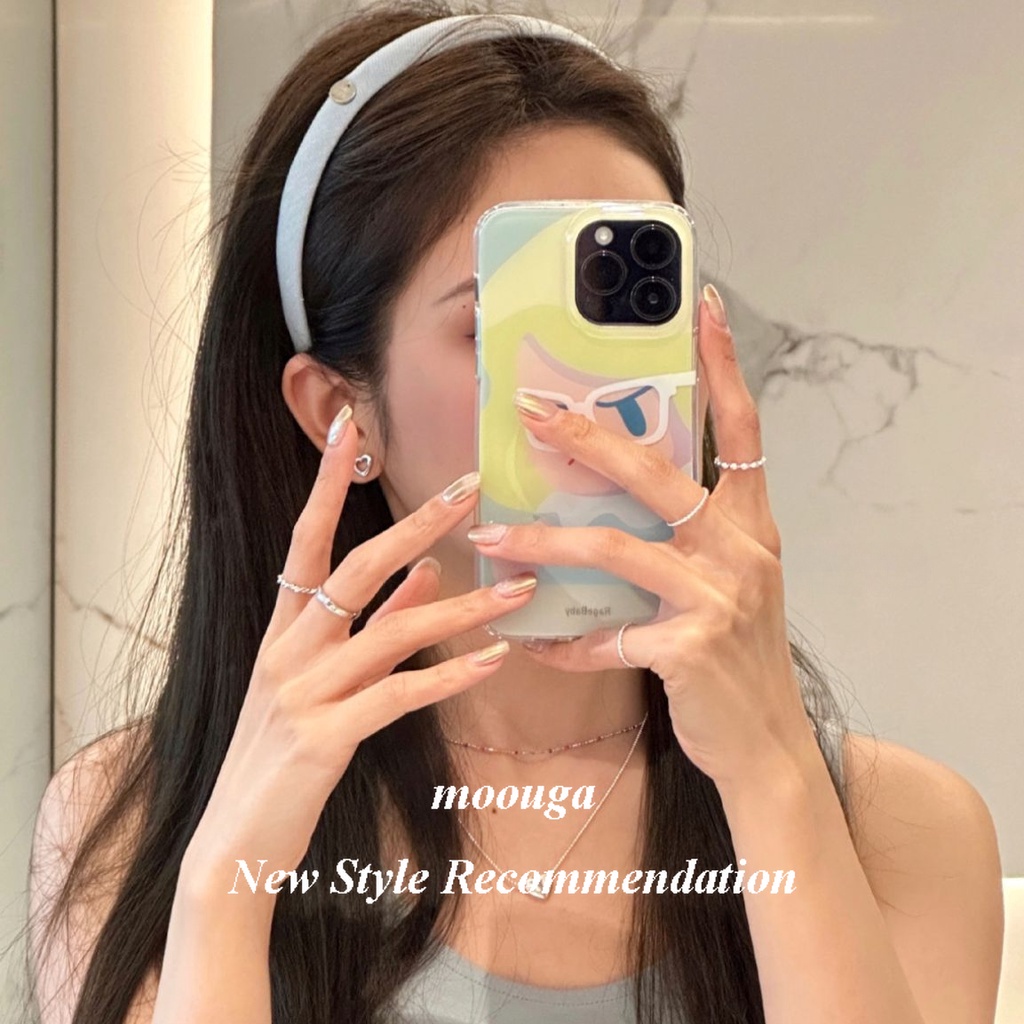 Moouga/handy ที่คาดศีรษะ ผ้ายีน ลดอายุ แบบเรียบง่าย สไตล์ใหม่ สําหรับผู้หญิง