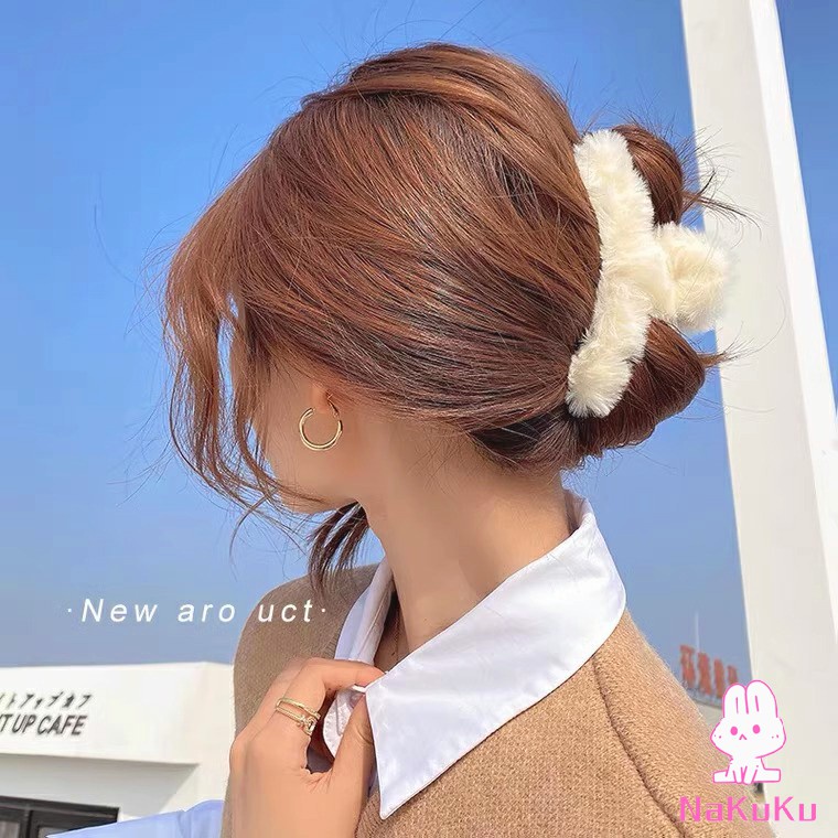 NKK กิ๊บหนีบผม แต่ด้วยผ้าขนนุ่มๆ น่ารัก สไตล์เกาหลี แฟชั่นสำหรับผู้หญิง Hair Clips