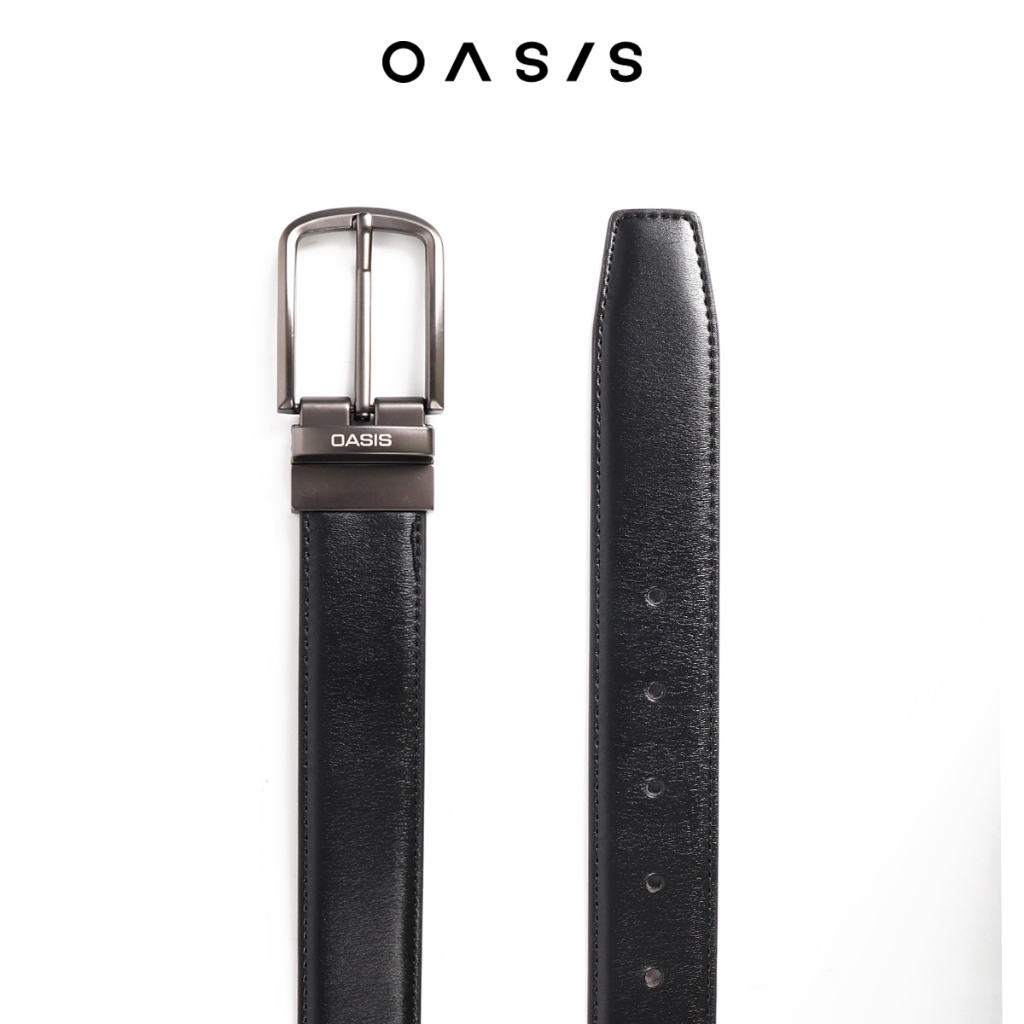 OASIS เข็มขัดหนังผู้ชาย เข็มขัดหนังแท้ รุ่นABLB-4483-BL สีดำ