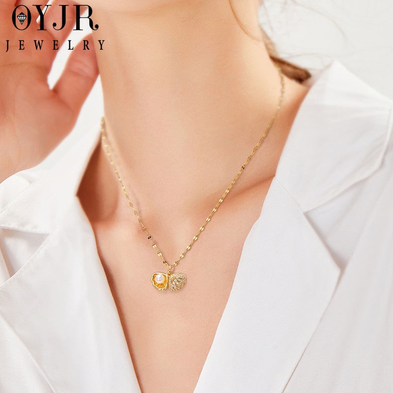 OYJR สร้อยสแตนเลส สร้อยคอแฟชั่นจี้เปลือกหอยสวยๆสำหรับผู้หญิง