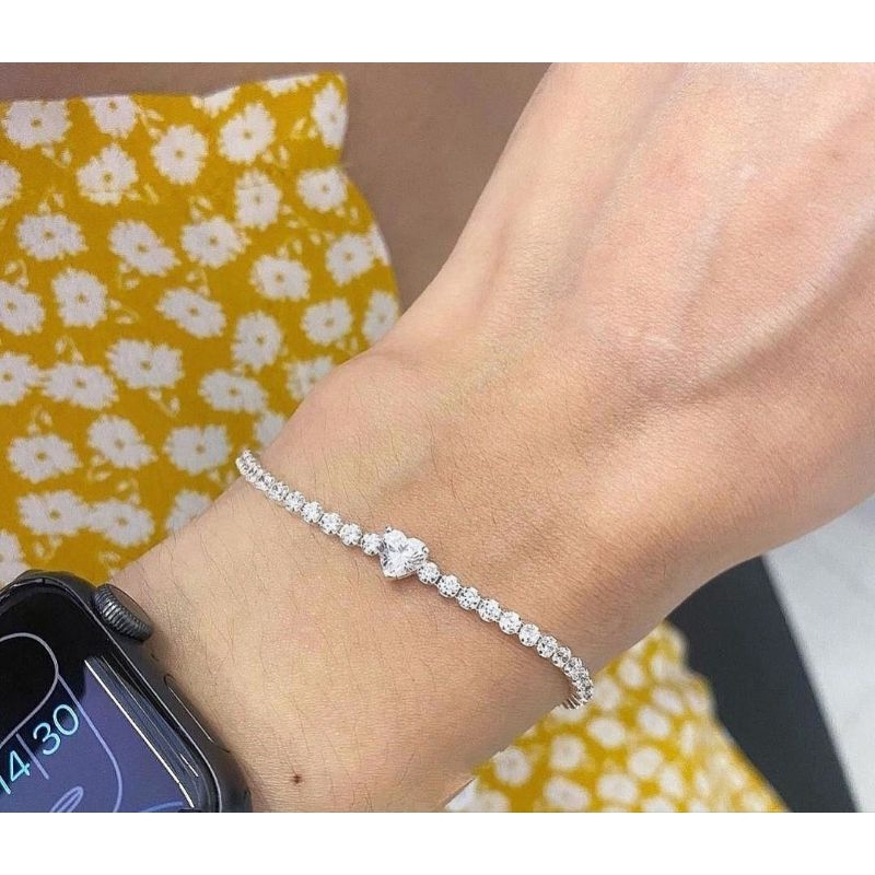 Pandora silver bracelet ข้อมือเพชรหัวใจ