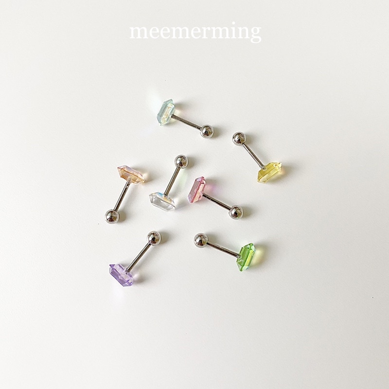 Pastel Rectangle [Piercing] จิวทรงเพชรสี่เหลี่ยมผืนผ้า