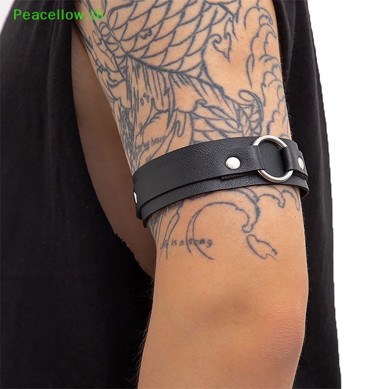 Peacellow สายรัดแขน หนัง PU เซ็กซี่ ปรับได้ เหมาะกับผู้ชาย สําหรับแต่งคอสเพลย์