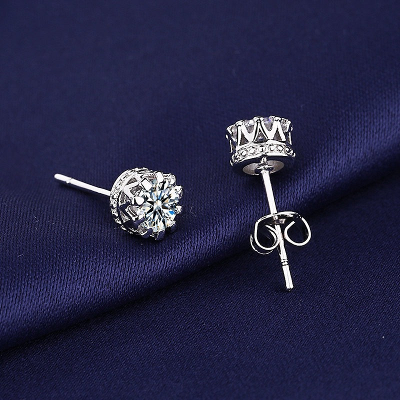 Petchara Jewelry ต่างหูเพชรโมอีส 50 ตังค์ น้ำ 100-98 เงินแท้ 92.5% D-VVS1 : D3018