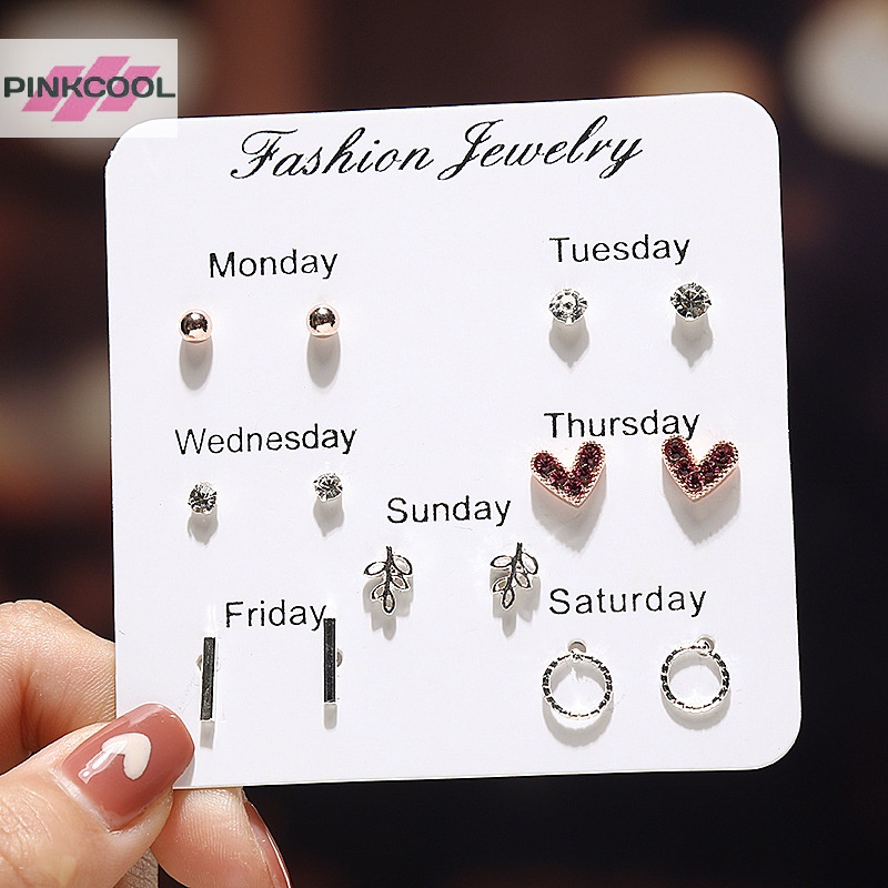 Pinkcool ชุดต่างหูสตั๊ด ขนาดเล็ก น่ารัก เรียบง่าย เครื่องประดับ สําหรับผู้หญิง ของขวัญ ขายดี