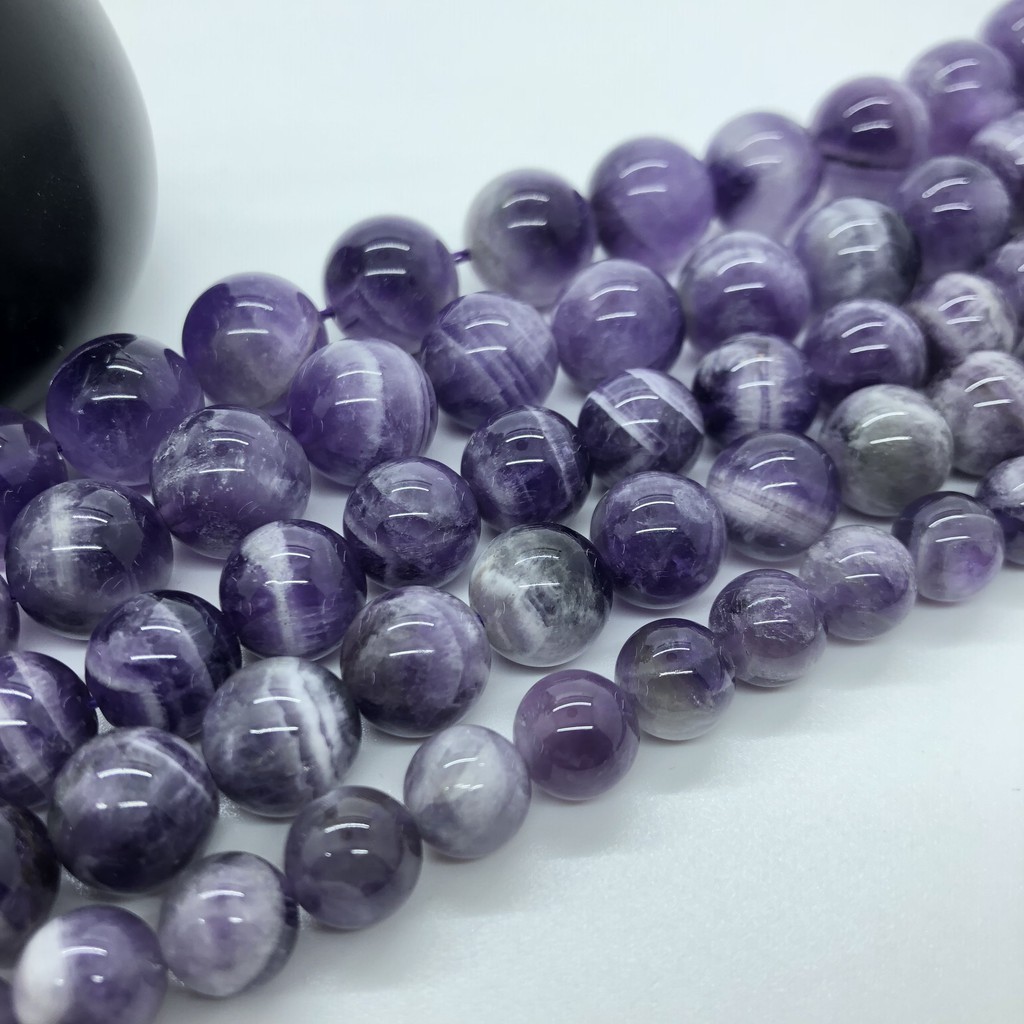 Purple Crystal Beads ลูกปัดคริสตัลสีม่วง 4-12 มิลลิเมตรรอบธรรมชาติหลวมอเมทิสหินอุปกรณ์ Diy