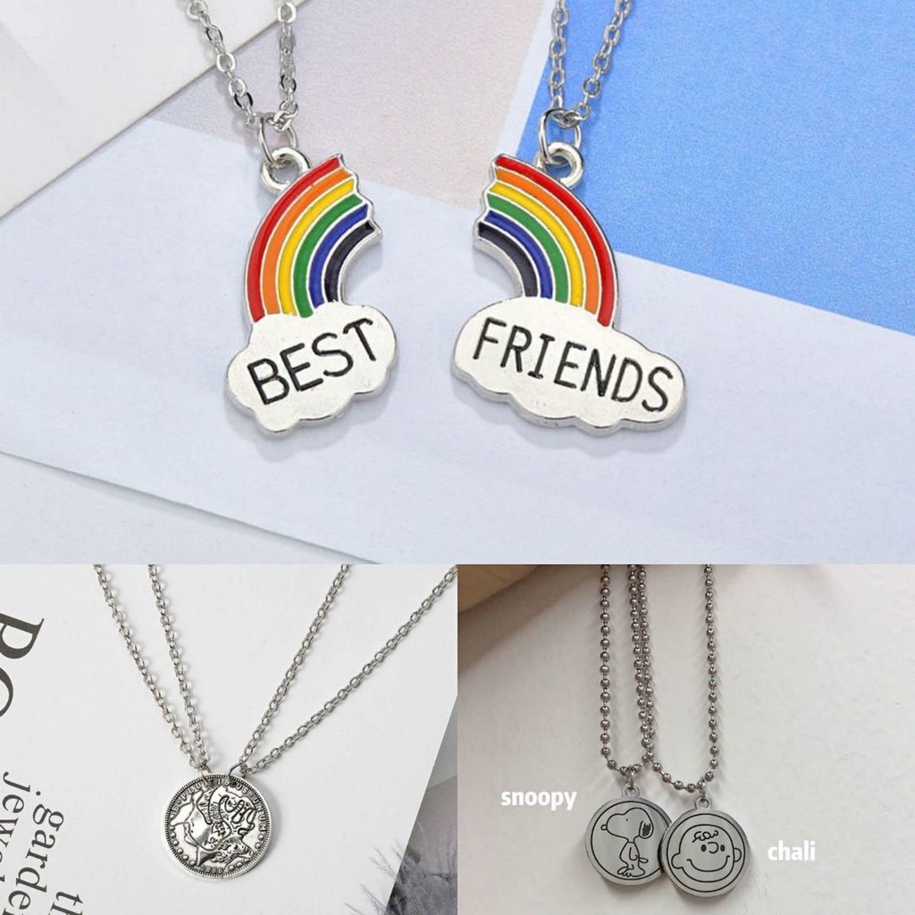 (Q-80) สร้อยคอแฟชั่น สร้อยคู่ สายรุ้ง ซื้อ 1 ได้ถึง 2 เส้น