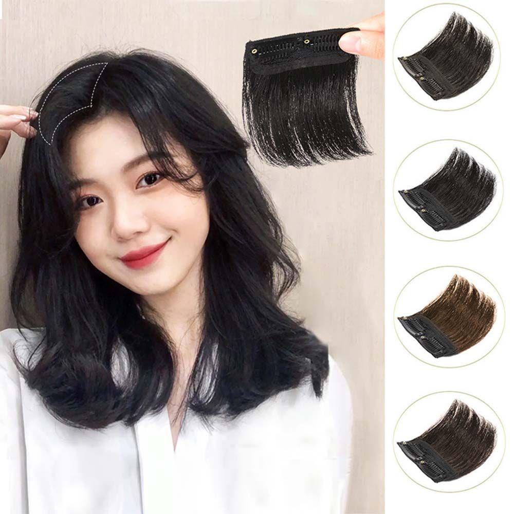Qqmall วิกผมหน้าม้า แบบหนา สีดํา เครื่องประดับแฟชั่น สําหรับผู้หญิง