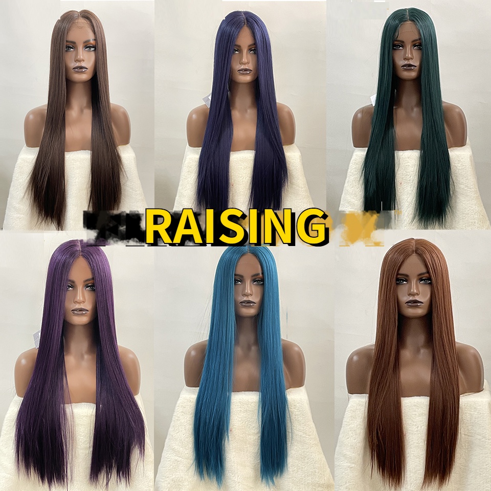 Raising วิกผมสังเคราะห์ ยาวตรง 30 นิ้ว สีดํา สีน้ําตาลเข้ม สีเขียว สีม่วง สีฟ้า สําหรับผู้หญิง