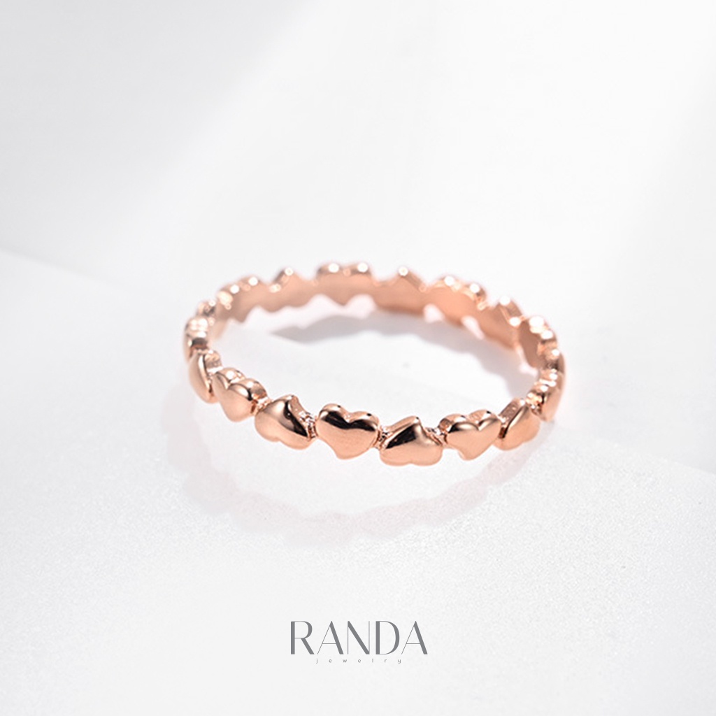 Randa แหวนสแตนเลส มินิฮาร์ท mini heart โดนสารเคมีได้ สีเงิน สีพิ้งโกล สีทอง ไม่ลอก ไม่ดำ ของขวัญ