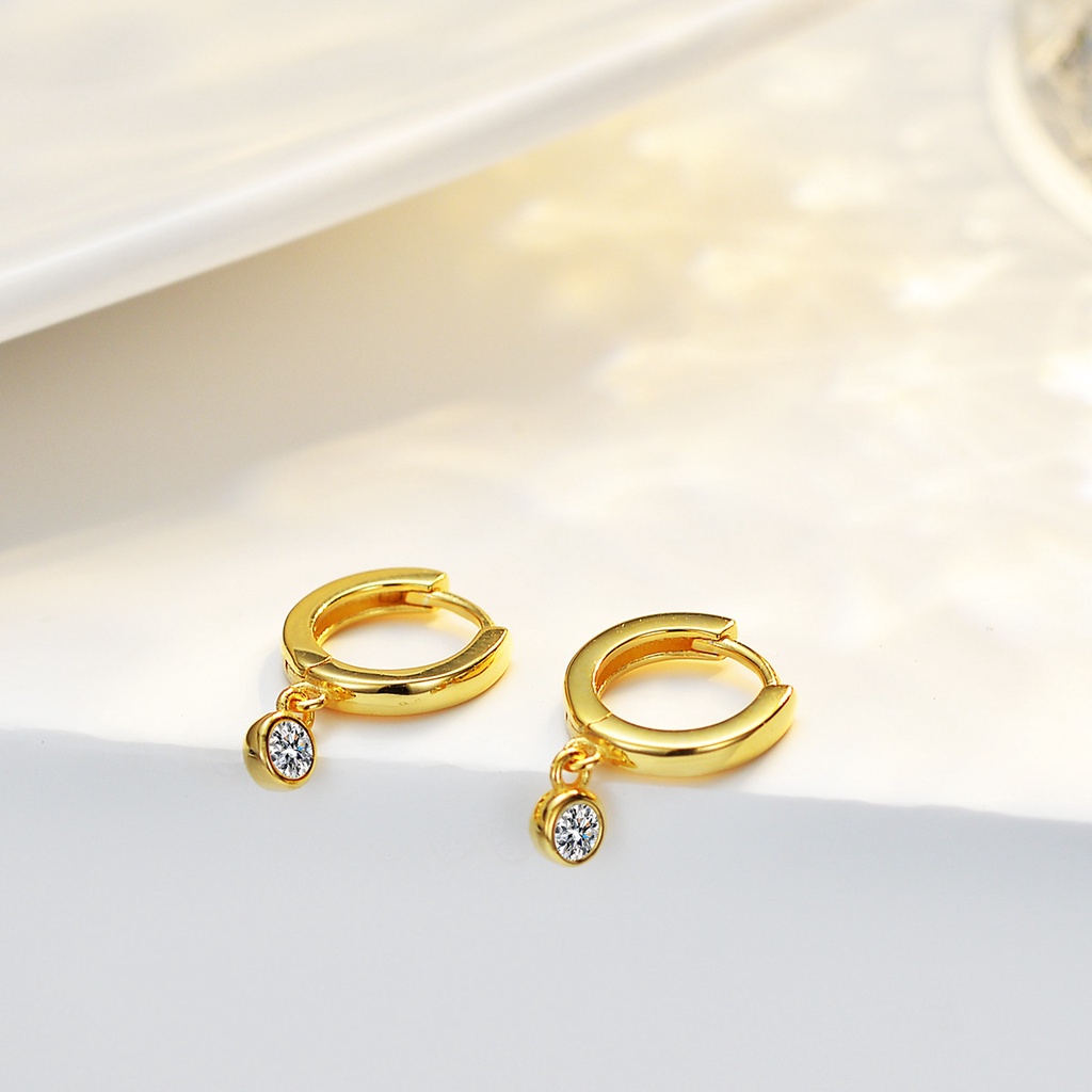 Real Moissanite ต่างหูระย้า ชุบทองคําขาว 925 ทรงกลม 0.1ct แนววินเทจ หรูหรา พร้อมรับรอง GRA