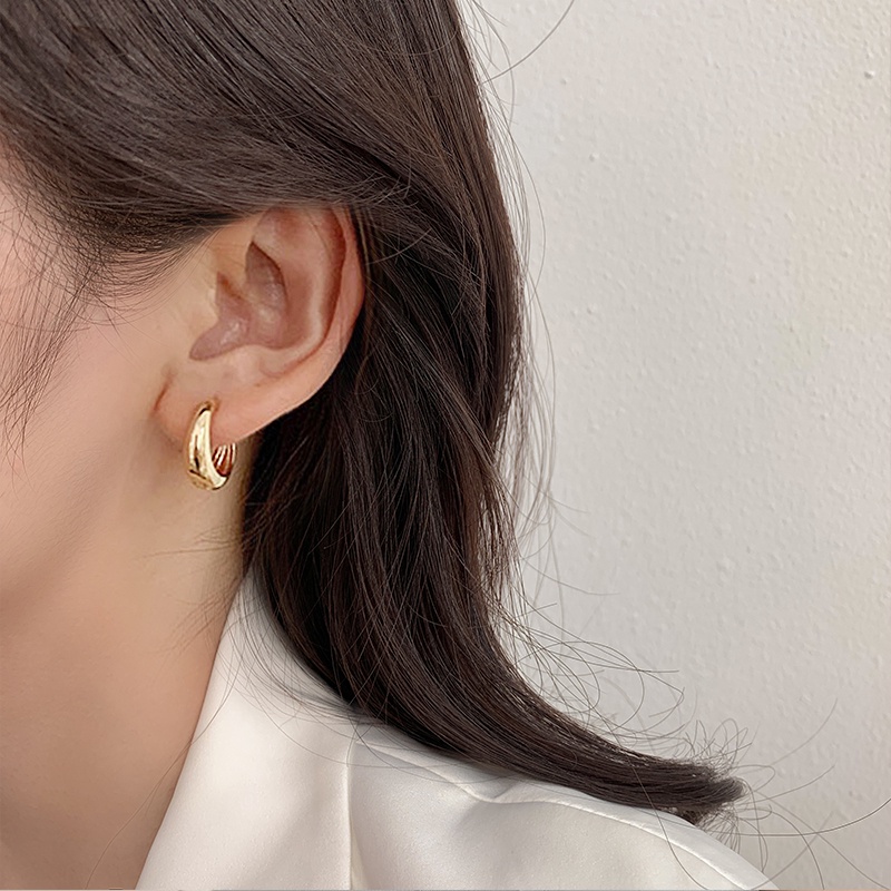 Roselife ต่างหูห่วงเงิน S925 จี้รูปหยดน้ํา ขนาดใหญ่ เครื่องประดับ สําหรับผู้หญิง 1 คู่