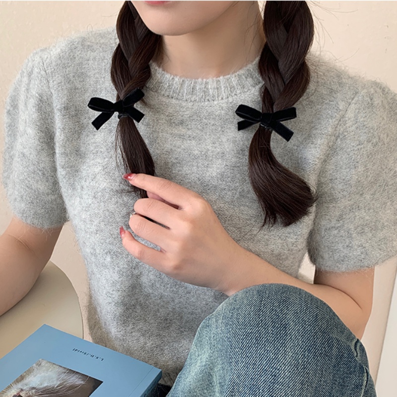 Roselife ยางมัดผมหางม้า ผ้ากํามะหยี่ สีดํา สไตล์เกาหลี สําหรับผู้หญิง 1 ชิ้น