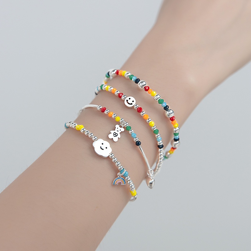 S925 สร้อยข้อมือเงินเกาหลีลูกปัดสีเมฆสร้อยข้อมือเครื่องประดับ
