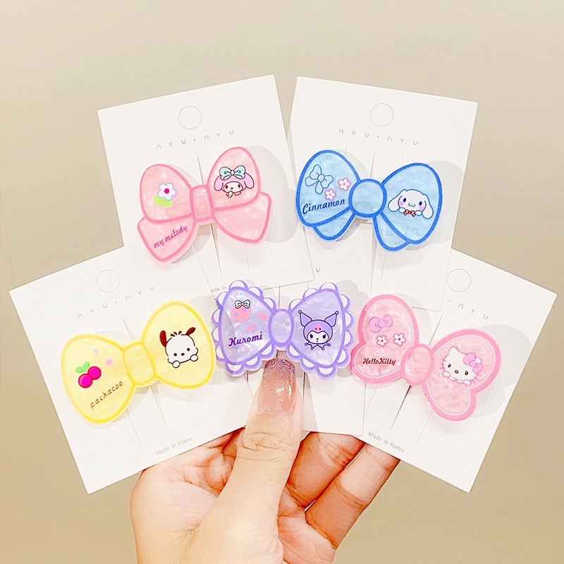 SANRIO กิ๊บติดผม ประดับโบว์ ลายการ์ตูนน่ารัก สไตล์เจ้าหญิง สําหรับเด็กผู้หญิง