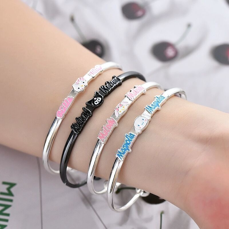 SANRIO พร้อมส่ง - สร้อยข้อมือโลหะ ลายการ์ตูน Kuromi My Melody Cinnamoroll HelloKitty น่ารัก สําหรับของขวัญ